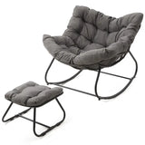 Patio Rocking Chair with Ottoman and Cushions, Patio Wicker