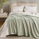 All-Season Egyptian Cotton Woven Bedding Blanket, Sage Green