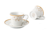 Gold Floral Porcelain Espresso Cup Set for 6