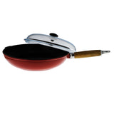 Chasseur Enameled Cast Iron Fry Pan with Wood Handle and Lid
