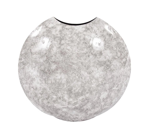 Round Gray Marbled Iron Disc Vase- Large