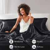 Luxury Satin 6-Piece Sheet Set, Black