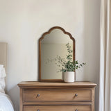 Scalloped Wood Framed Wall Mirror, Brown