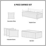 6 Piece Cotton Diamond Quilted Daybed Cover Set, Khaki
