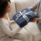 Waffle Weave Cotton Bedding Blanket, Indigo Blue
