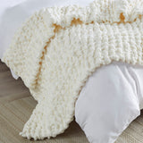 Handmade Chenille Chunky Knit 50x60 Throw, Ivory