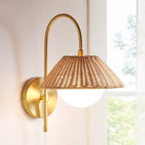 Wholesale Rattan Weave Gold Plug-in Wall Scone Light