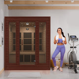Curacao 3-Person Carbon FAR Infrared Hemlock Wooden Indoor Home Sauna Room with LED Touch Control Panel