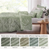Velvet Quilted Diamond Comforter Set, Green
