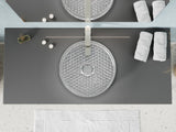 Celeste Round Clear Glass Vessel Bathroom Sink with Faceted Pattern