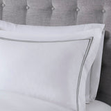 Cotton Sateen Luxury Comforter/Duvet Cover Set, White/Gray
