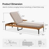 PURPLE LEAF Outdoor Chaise Lounge Patio Lounge Chair Recliner with Side Table and Cushion for Poolside Balcony Backyard