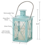 Luminous Blue Lantern Tea Light Holder - Medium