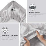 Luxury Satin 6-Piece Sheet Set, Light Grey