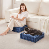 Square Large Pillow Seating Floor Cushion, Navy Blue