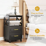Wholesale Tall Nightstand Side Table with 2 Drawers and Open Shelf