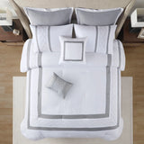 8 Piece Embroidered Comforter Set, White