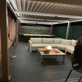 PURPLE LEAF Caesar Solar Louvered Pergola with LED Strip Lights and Control Panel Aluminum Outdoor Pergola with Adjustable Roof for Patio Deck Garden Yard Champagne