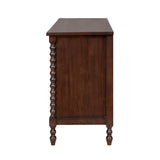 70"W 6-Drawer Large Spindle Wood Dresser, Morocco Brown *