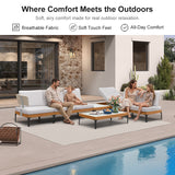 PURPLE LEAF Sicilia U-Shaped Modular Outdoor Sectional with Sunbrella White Cushions Flexible Layout for Commercial Lounge Areas