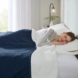 Heated Fleece & Sherpa Electric Bedding Blanket, Blue