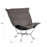 Scroll Puff Chair Bella Pewter Titanium Frame