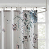 Large Floral Print Shower Curtain, Blue