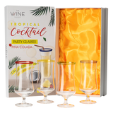 Set of 4 Pina Colada Hurricane Glasses 14oz