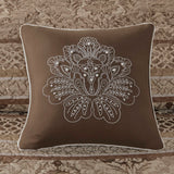 5 Piece Reversible Jacquard Bedspread Set, Brown/Gold
