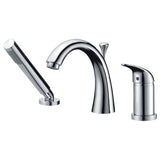 Den Series Single Handle Deck-Mount Roman Tub Faucet with Handheld Sprayer in Polished Chrome