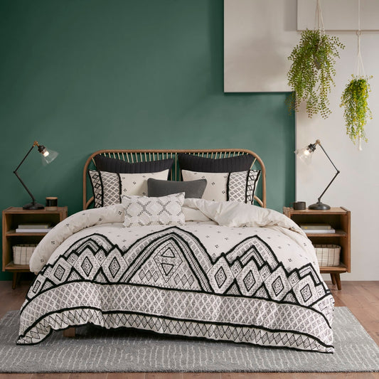 Chenille Textured Comforter/Duvet Cover Mini Set, Black
