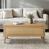 Rattan Lift-Top Mid-Century Storage Coffee Table