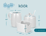 Kook Ceramic Sugar Bowl & Creamer Set, White