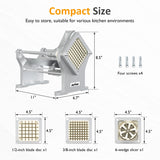 French Fry Cutter with 1/2 Inch and 3/8 Inch Blades, 6-wedge