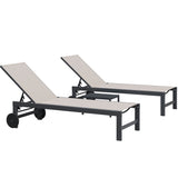 PURPLE LEAF Outdoor Chaise Lounge with Wheels Patio Lounge Chair Recliner