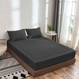 400TC Luxurious Single Embroidery Sateen Solid Cotton Fitted Sheet