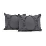 400TC Cotton Sateen Solid Textured Ruffle Bedspread Set