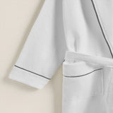Shawl Collar Cotton Bath Robe with Border Embroidery