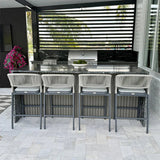 PURPLE LEAF Outdoor Bar Stools Set of 2, All-Weather Rope Wicker Aluminum Patio Bar Chairs for Deck, Balcony, Garden, Kitchen Island