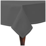Single Embroidery Border Sateen Cotton Solid Table Cloth - Dark Grey