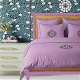 Monogram Lilac 400TC Cotton Small Scallop Embroidery Duvet Cover Set