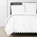 Allena 400TC Cotton Scallop Embroidery Sateen Microcheck Duvet Cover Set