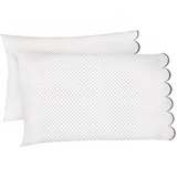 Allena 400TC Cotton Scallop Embroidery Sateen Microcheck Pillowcases (Set Of 2)