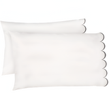Allena 400TC Cotton Scallop Embroidery Sateen Solid Pillowcases (Set Of 2)