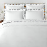 400TC Cotton Scallop Embroidery Sateen Solid Duvet Cover Set