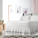 400TC Sateen Solid Cotton Double Embroidered Wrap Around Bed Skirt