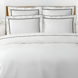 400TC Embroidery & Border Cotton Sateen Solid Duvet Cover Set