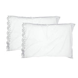 400TC Reverse U Shape Embroidery Cotton Solid Pillowcases (Set Of 2)