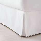 400TC Sateen Solid Cotton Scallop Embroidery Tailored Bed Skirt