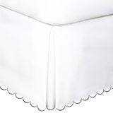 Allena 400TC Sateen Solid Cotton Scallop Embroidery Tailored Bed Skirt